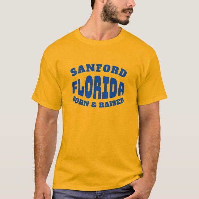 Camiseta Sanford Florida Nascer e Raised T-Shirt (Frente)