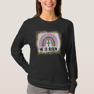 Camiseta Sangrado Ele É Risen Leopard Rainbow Christian Jes