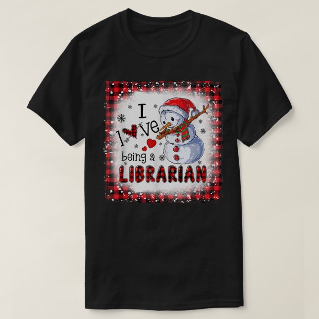Camiseta Sangrado Eu Adoro Ser Um Feliz Natal Bibliotecário (Frente do Design)