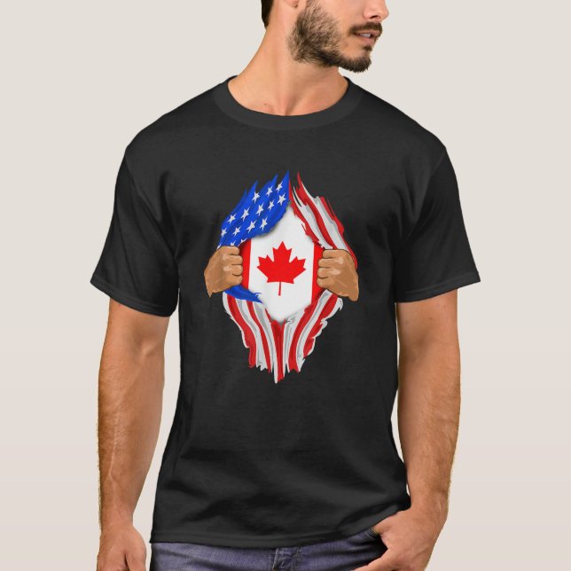 Camiseta Sangue Canadense Dentro de Mim Presente da Bandeir (Frente)