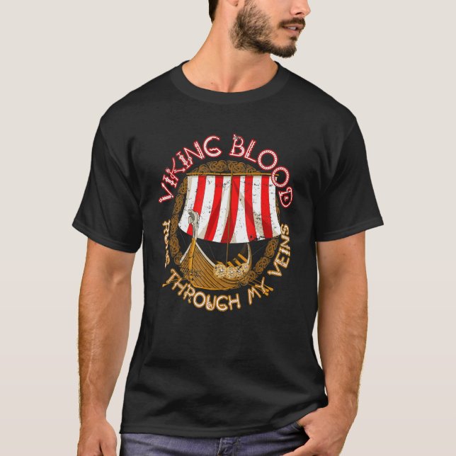 Camiseta Sangue de Viking Escandinavo Valhalla Mito Nórdico (Frente)
