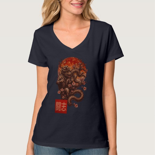 Camiseta Sangue Moon Yokai - Arte Japonesa Escura (Frente)