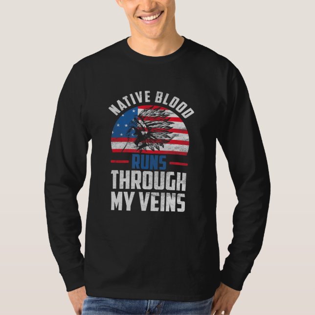 Camiseta Sangue Nativo Atravessa Minhas Veias Nativo Americ (Frente)