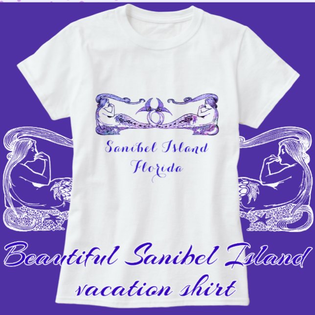Camiseta Sanibel Island Flórida, Bonito Art Deco Mermaids (Criador carregado)