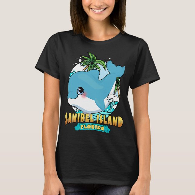 Camiseta SANIBEL ISLAND FLORIDA Cute Baby Dolphin Beach Sou (Frente)