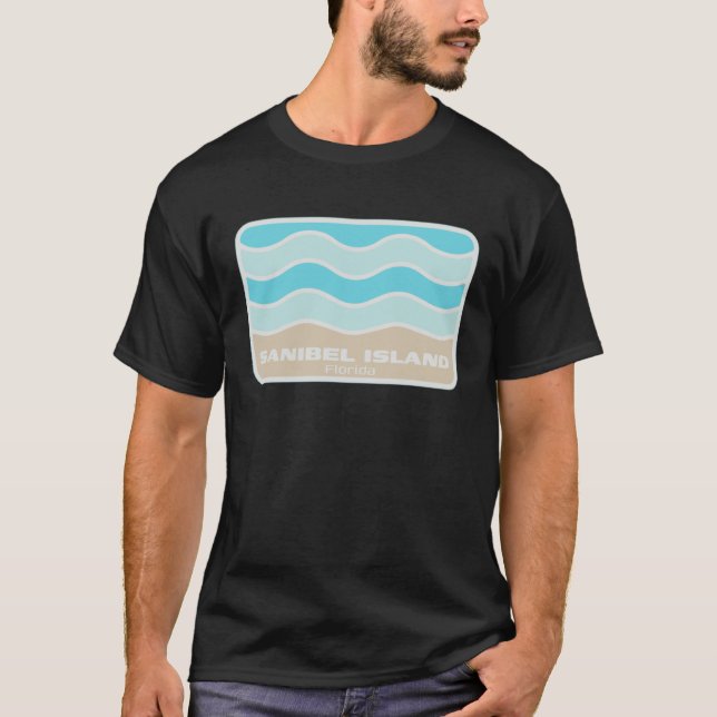Camiseta Sanibel Island Florida Retro FL Waves Beach Souven (Frente)