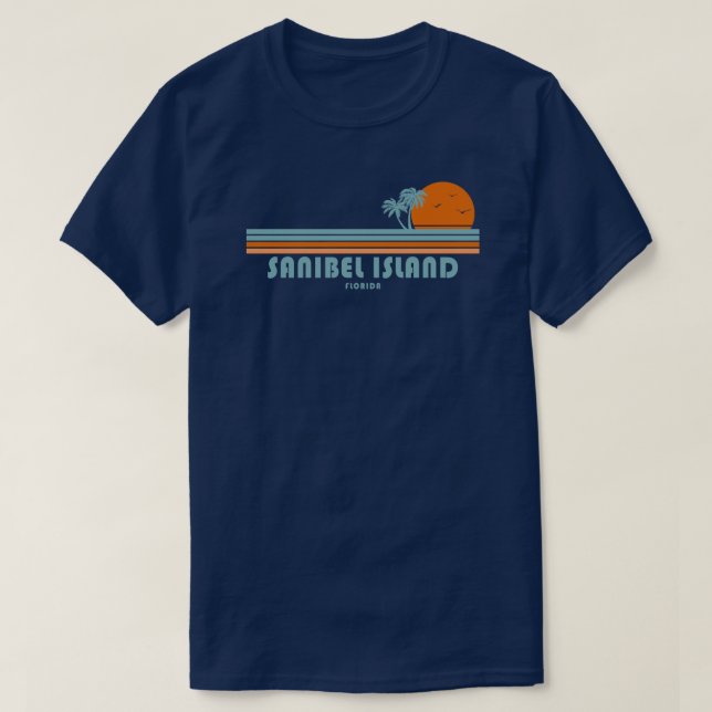 Camiseta Sanibel Island Florida Sun Palm Trees (Frente do Design)