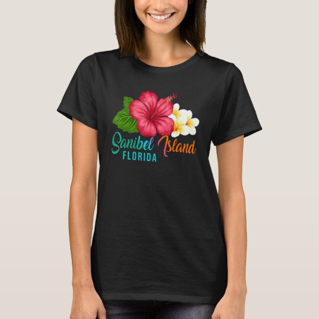 Camiseta Sanibel Island Vacation Florida Tropical Hibiscus  (Frente)
