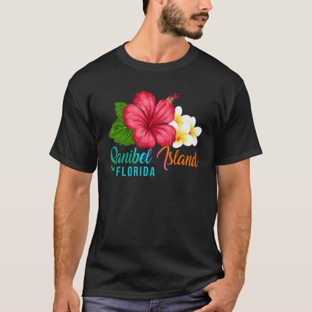 Camiseta Sanibel Island Vacation Florida Tropical Hibiscus  (Frente)