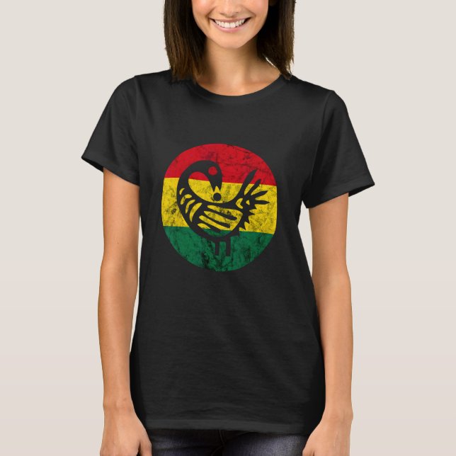 Camiseta Sankofa Aprende Com O Pássaro Africano Negro Seu (Frente)