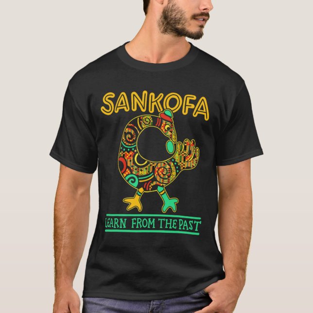 Camiseta Sankofa Pássaro Africano Mês da História Negra Jun (Frente)