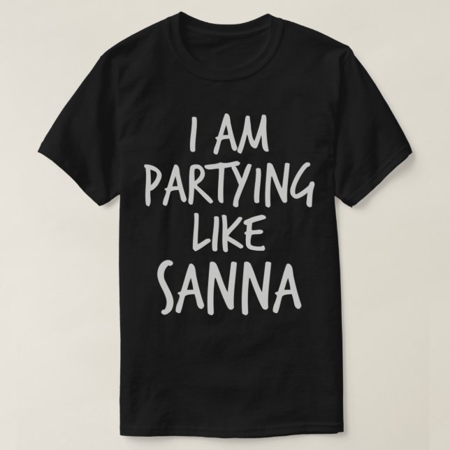 Camiseta Sanna Marin - Estou festejando como uma Sanna (Frente do Design)