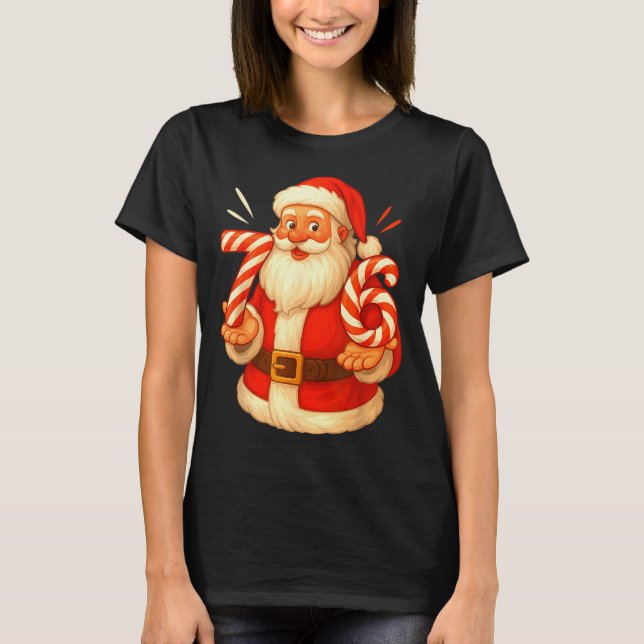 Camiseta Santa 67 Candy Cane Six Seven Santa Claus Funny Ch (Frente)