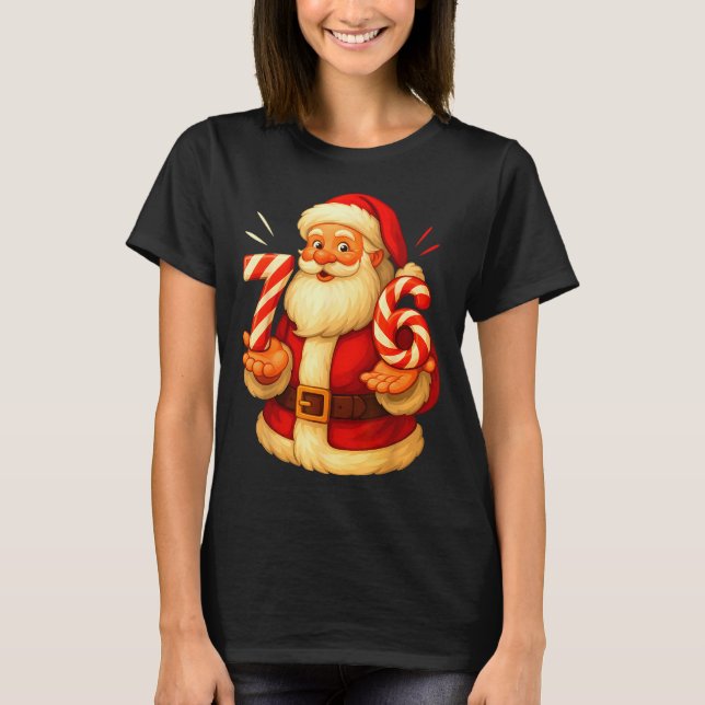 Camiseta Santa 67 Candy Cane Six Seven Santa Claus Funny Ch (Frente)