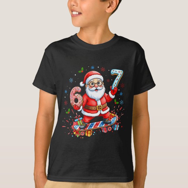 Camiseta Santa 67 Meme Donut Skateboard Merry Christmas Boy (Frente)