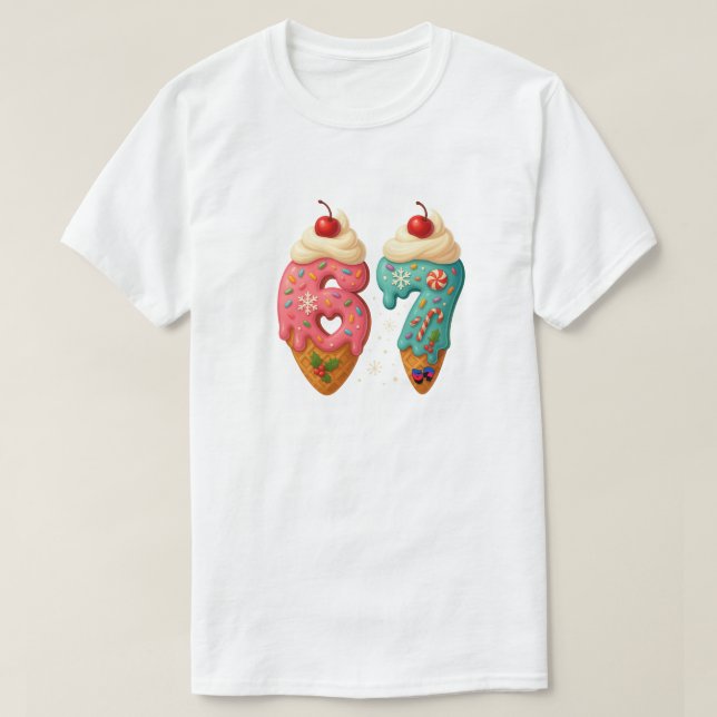 Camiseta Santa 67 SVG PNG Christmas Funny Six Seven Meme Vi (Frente do Design)