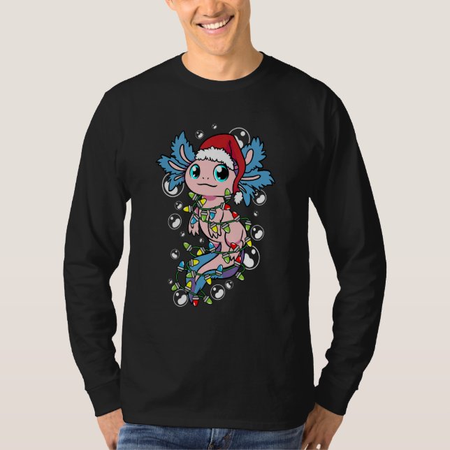 Camiseta Santa Axolotl Christmas Tree Lights Xmas Axolotl (Frente)