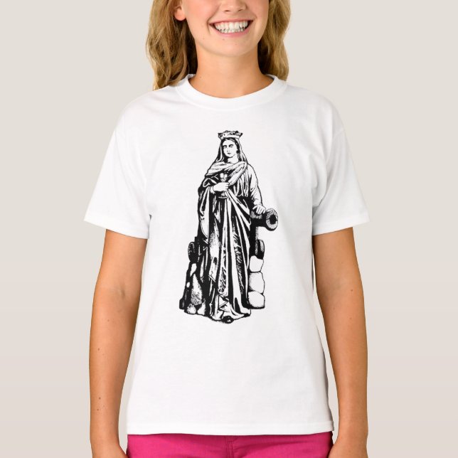 Camiseta Santa Bárbara a Grande Mártir Arte Gráfico Sagrado (Frente)
