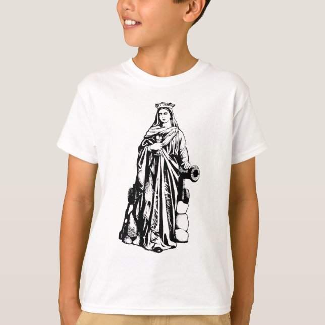 Camiseta Santa Bárbara a Grande Mártir Arte Gráfico Sagrado (Frente)