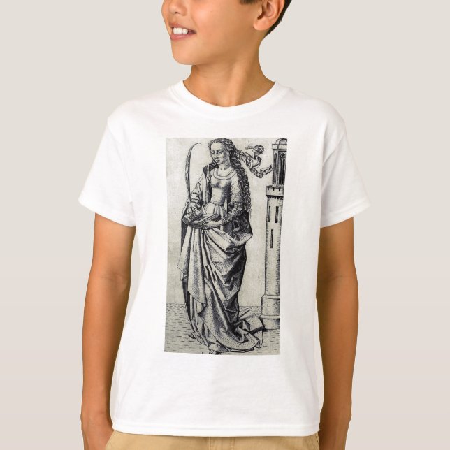 Camiseta Santa Bárbara da Torre Arte Gráfica Sagrada (Frente)