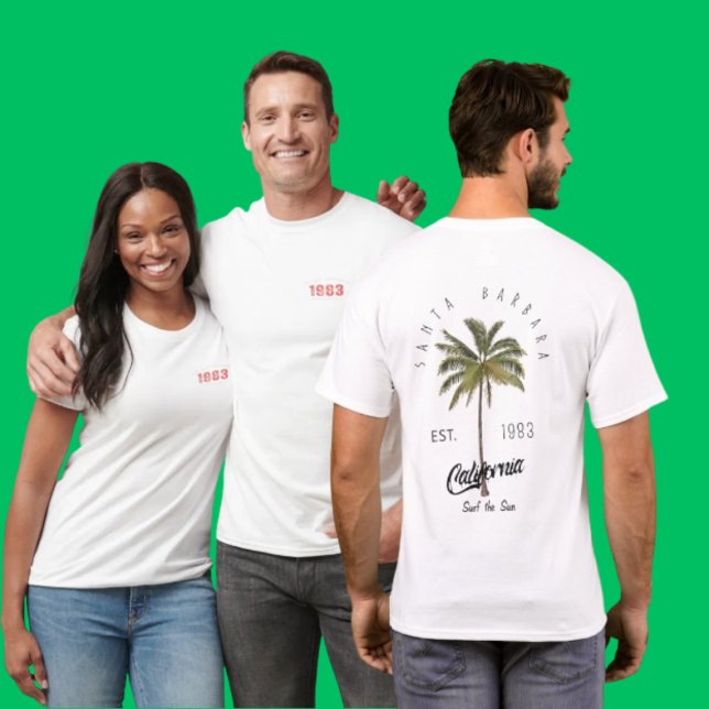 Camiseta Santa Barbara Palm Tree California 1983 (Criador carregado)