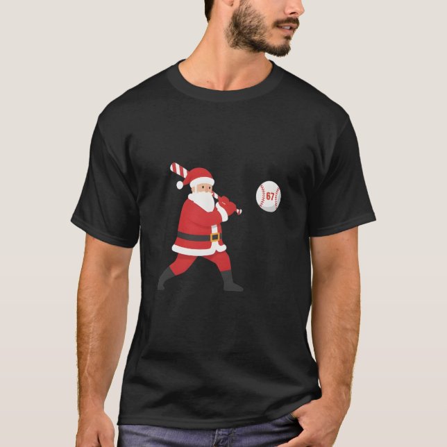 Camiseta Santa Baseball Six Seven Meme Christmas Festive  (Frente)