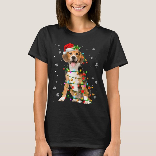 Camiseta Santa Beagle Christmas Lights Xmas Dog Lover Men W (Frente)