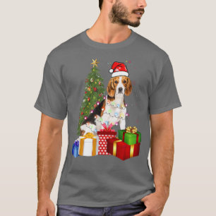 Camiseta Santa Beagle Dog Christmas Tree Light Funny Xmas D