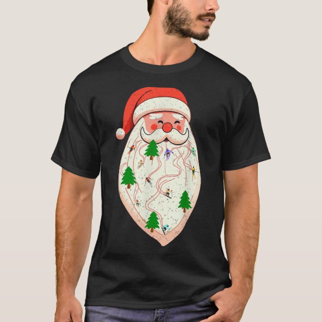 Camiseta Santa Beard Skiing Christmas Ski Xmas Holiday Skii (Frente)