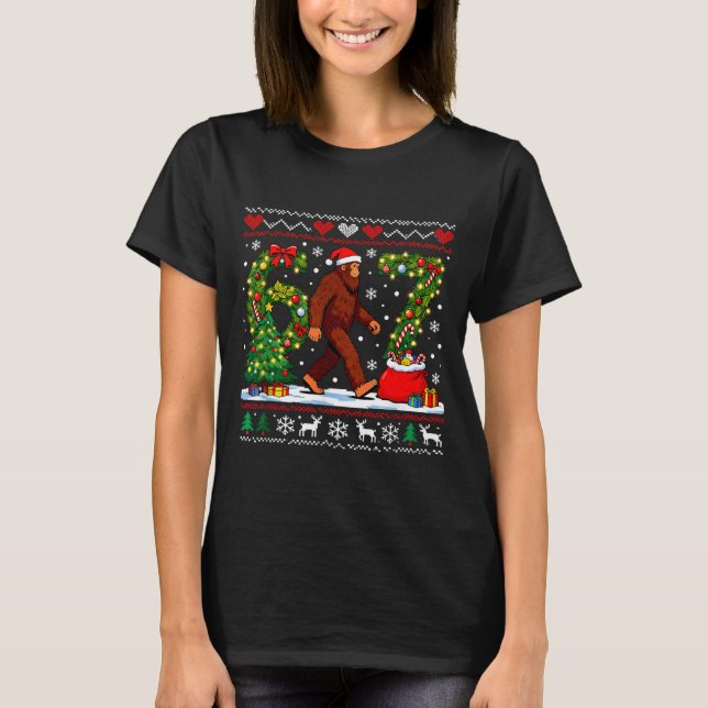 Camiseta Santa Bigfoot Christmas Tree Funny Sasquatch 67  (Frente)