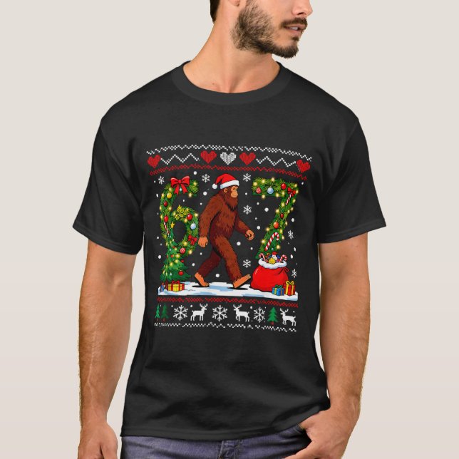 Camiseta Santa Bigfoot Christmas Tree Funny Sasquatch 67  (Frente)