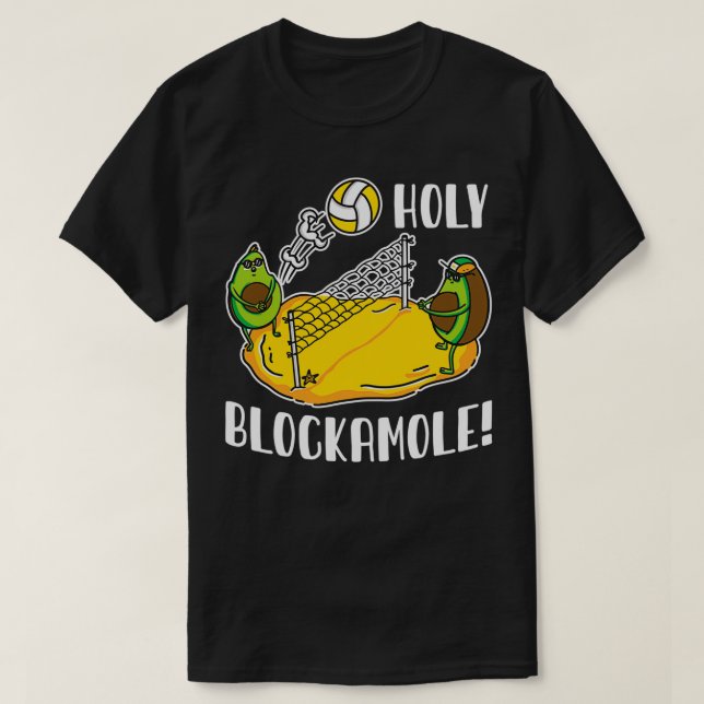 Camiseta Santa Blockamole Treinando Voleibol Sobre o Avocad (Frente do Design)