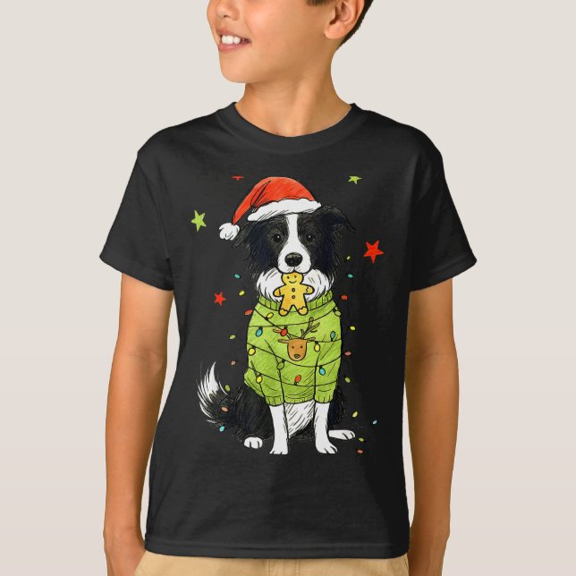 Camiseta Santa Border Collie Christmas Border Collie Dog Mo (Frente)