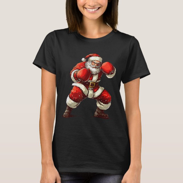 Camiseta Santa Boxing Xmas Mma Muay Thai Lover Boxer Christ (Frente)