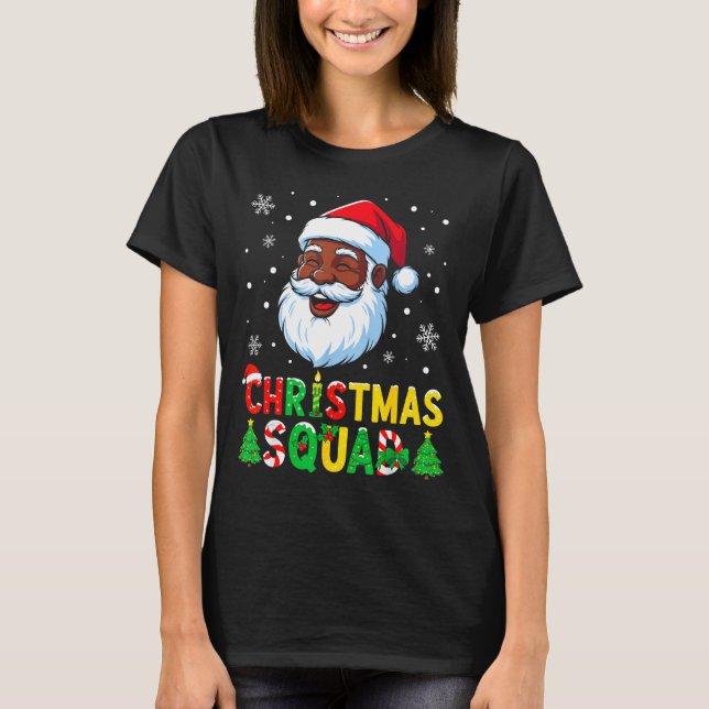 Camiseta Santa Christmas Squad Black Men African American F (Frente)