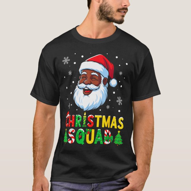Camiseta Santa Christmas Squad Black Men African American F (Frente)