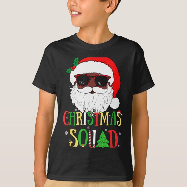 Camiseta Santa Christmas Squad Black Men African American P (Frente)