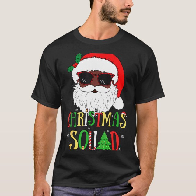 Camiseta Santa Christmas Squad Black Men African American P (Frente)