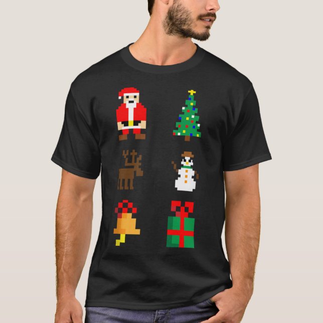 Camiseta Santa Christmas Tree Deer Snowman Bell Gift Xmas X (Frente)