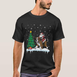 Camiseta Santa Claus Andando Bernard Dog Boys Garotas Crian