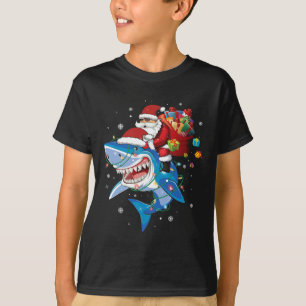 Camiseta Santa Claus Andando De Tubarão Feliz Natal Xma