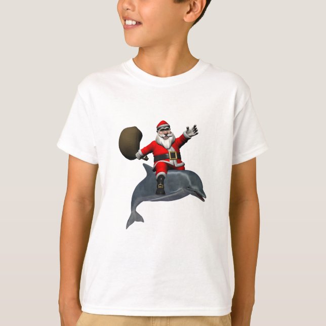 Camiseta Santa Claus Andando Em Golfinho (Frente)
