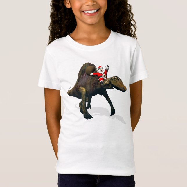 Camiseta Santa Claus Andando No Espinossauro (Frente)