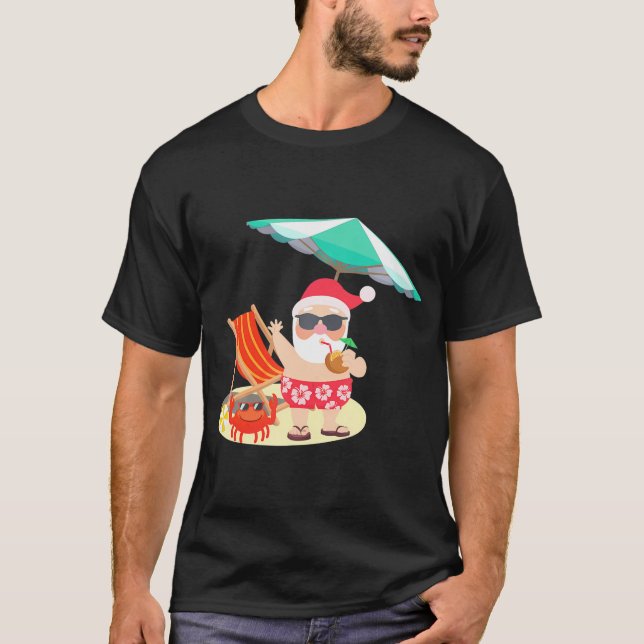 Camiseta Santa Claus Beach Engraçado Natal Em Julho (Frente)