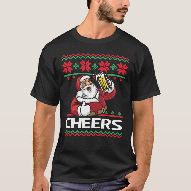 Camiseta Santa Claus Beer Bebendo anima o Natal feio (Frente)