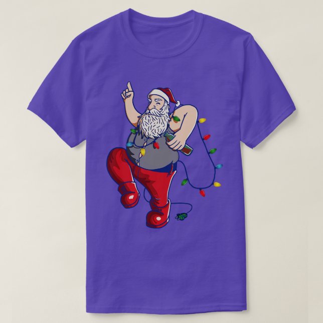 Camiseta Santa Claus Beer Fairy Lights 2 (Frente do Design)