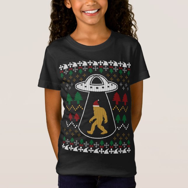 Camiseta Santa Claus Bigfoot Ufo Sasquatch Ugly Christmas S (Frente)