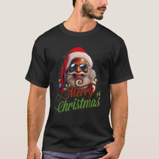 Camiseta Santa Claus Black Afro African American Feliz Chri