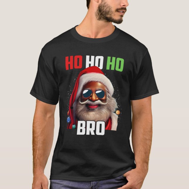 Camiseta Santa Claus Black Afro African American Ho Ho Ho C (Frente)