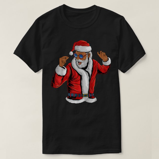 Camiseta Santa Claus Black Xmas Papai noel Afro-Americano (Frente do Design)